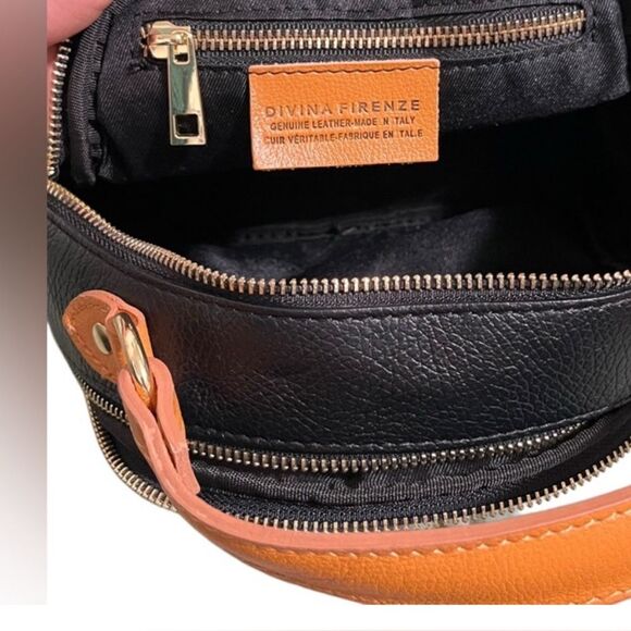 Divina Firenze black Pebbled Leather Convertible Top Handle Backpack Crossbody main image 11